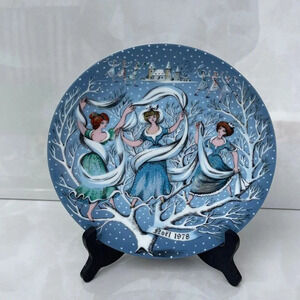 Haviland Limoges Nine Ladies Dancing Number 9 12 Days of Christmas Series Blue S
